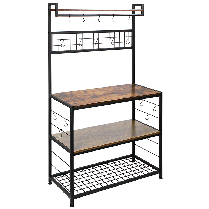 ERGODESIGN Baker’s Racks and Microwave Stands for Kitchen Utensils with 16 Hooks & 3-layer Shelves Featured Image