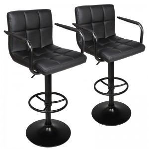 ERGODESIGN Swivel Bar Stools with Backs and Arms and Black Base