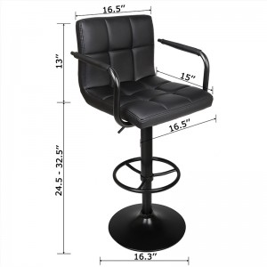 ERGODESIGN Swivel Bar Stools with Backs and Arms and Black Base