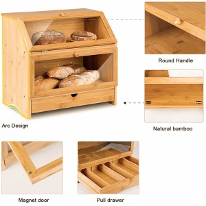 ERGODESIGN Double Layer Bread Box Container with Drawer